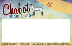 Chabot Show Lambs Single Consignment Stall Card
